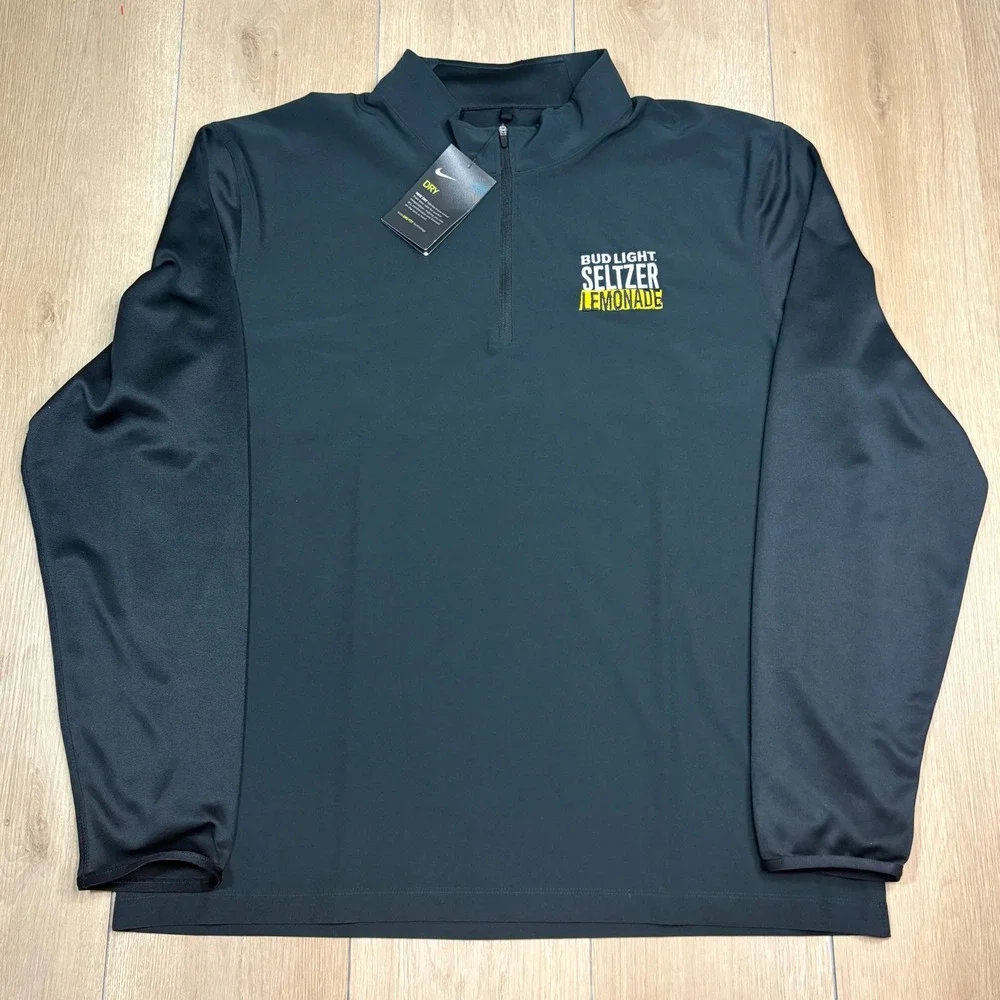 Nike Golf Dri-FIT Bud Light Seltzer Lemonade 1/4 Zip Pullover Black Mens XL NWT